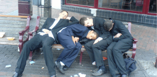 Geologists drink engineers under the table over the lunch hour