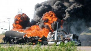 A scene from the end of the movie where Richard and his team are critically injured in a tanker truck that was karate chopped by Jaden Smith.